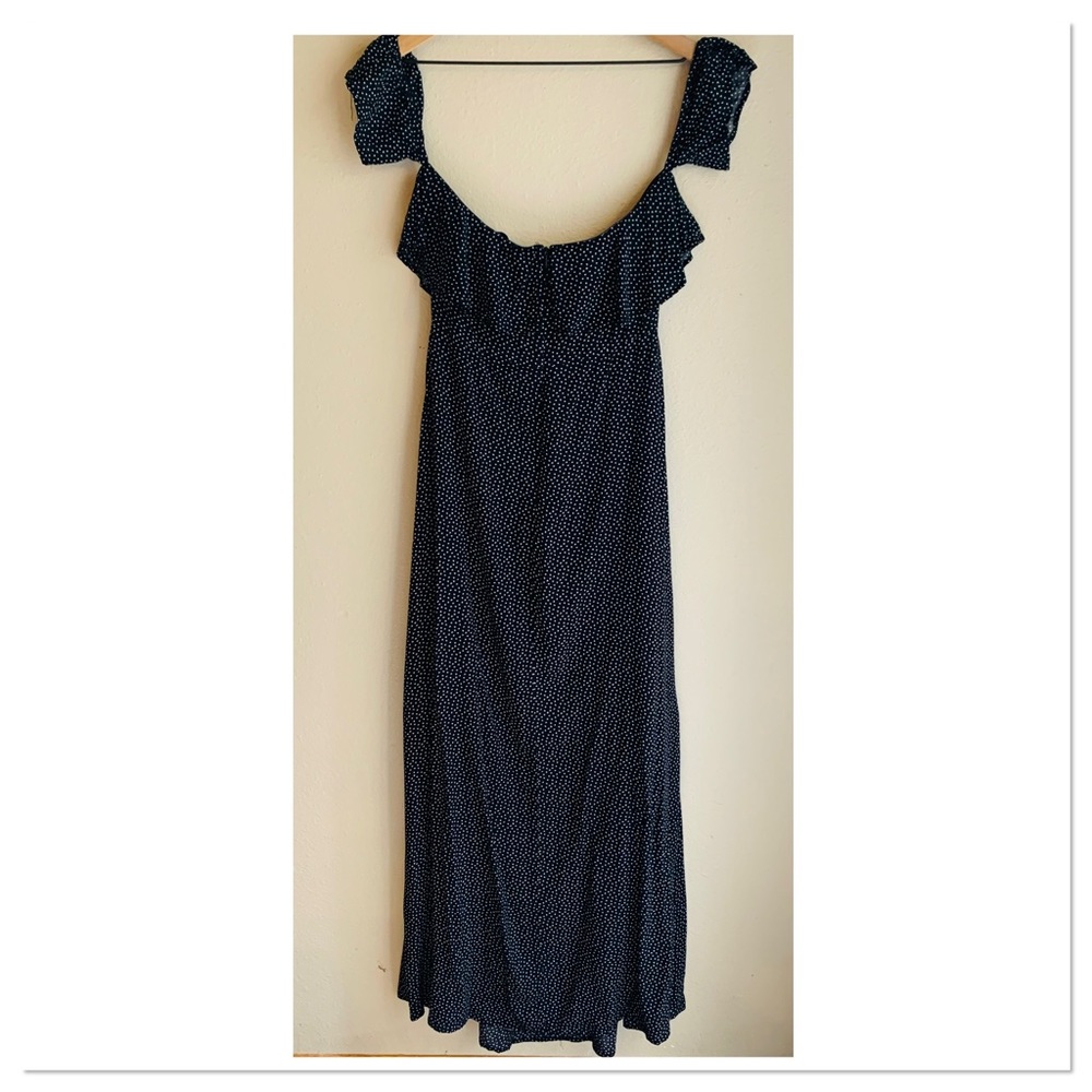 Sirena Off Shoulder Double Slit Dress Black White Heart Print Size Large - Picture 7 of 12